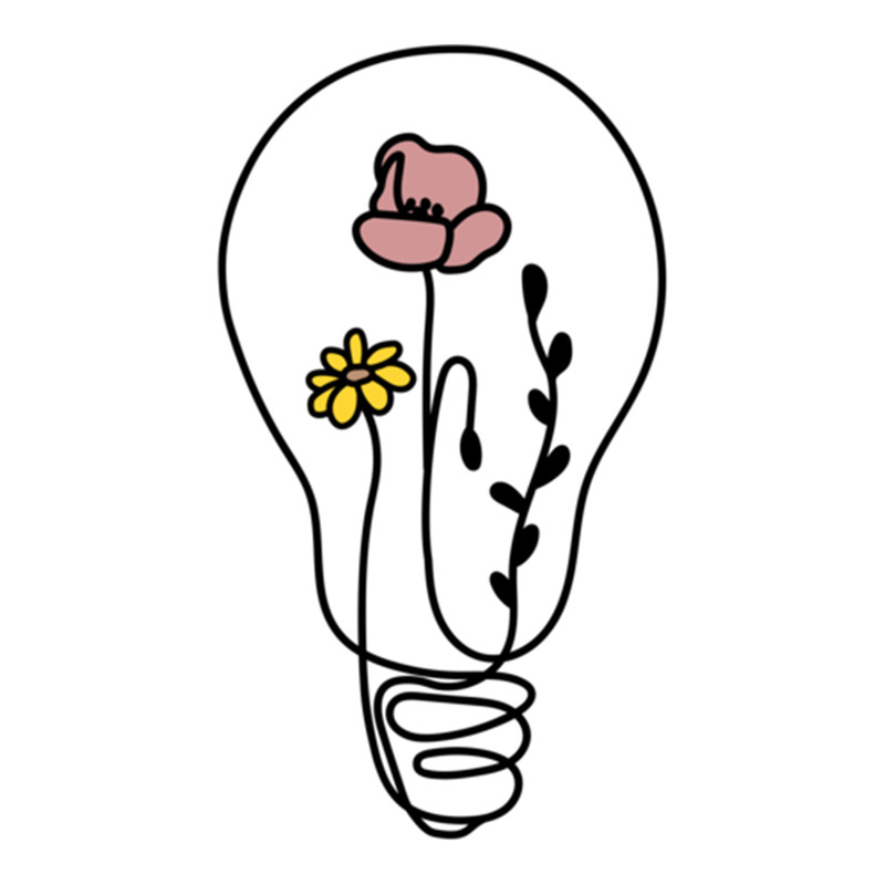 light bulb with yellow flowers Cotton tote bag .png