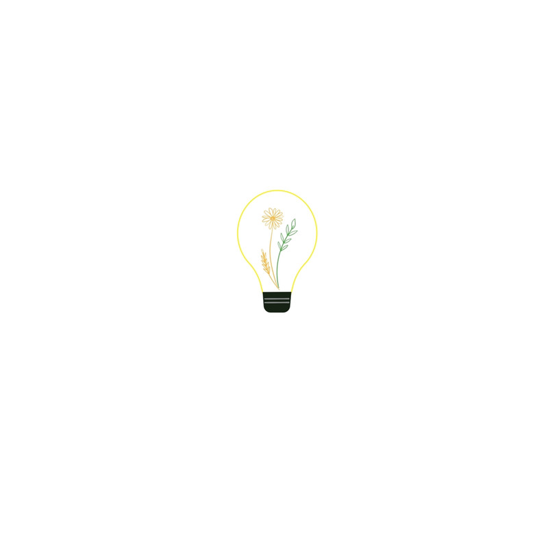 Light Bulb With Yellow Flowers Graphic .png