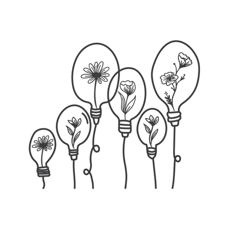 Light Bulb With Yellow Flowers Long .png