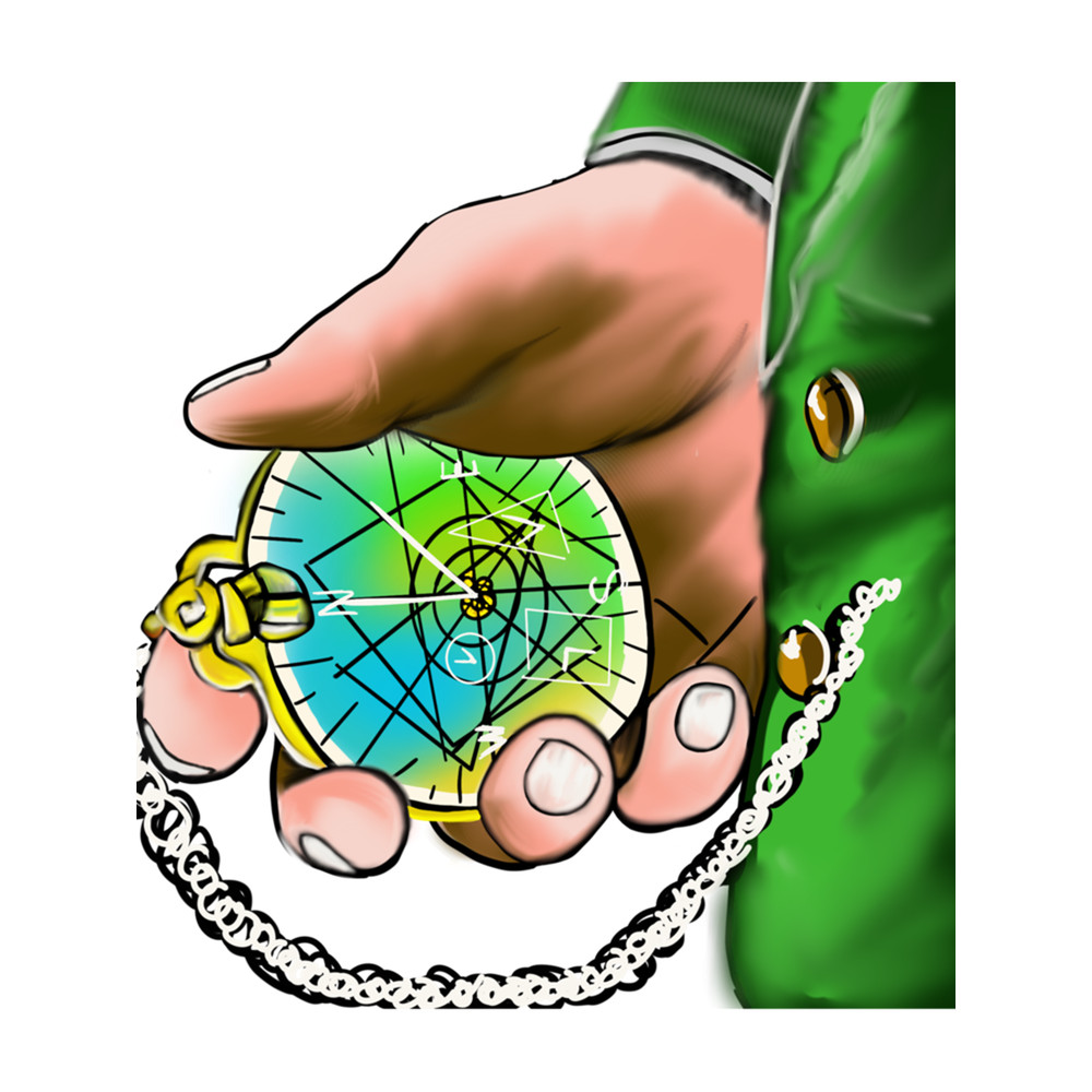 Pocket watch, colorful antique looking .png