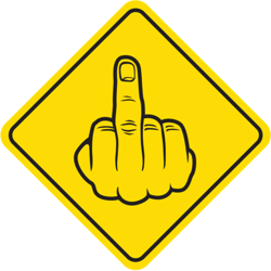 caution sign middle finger mood fck off