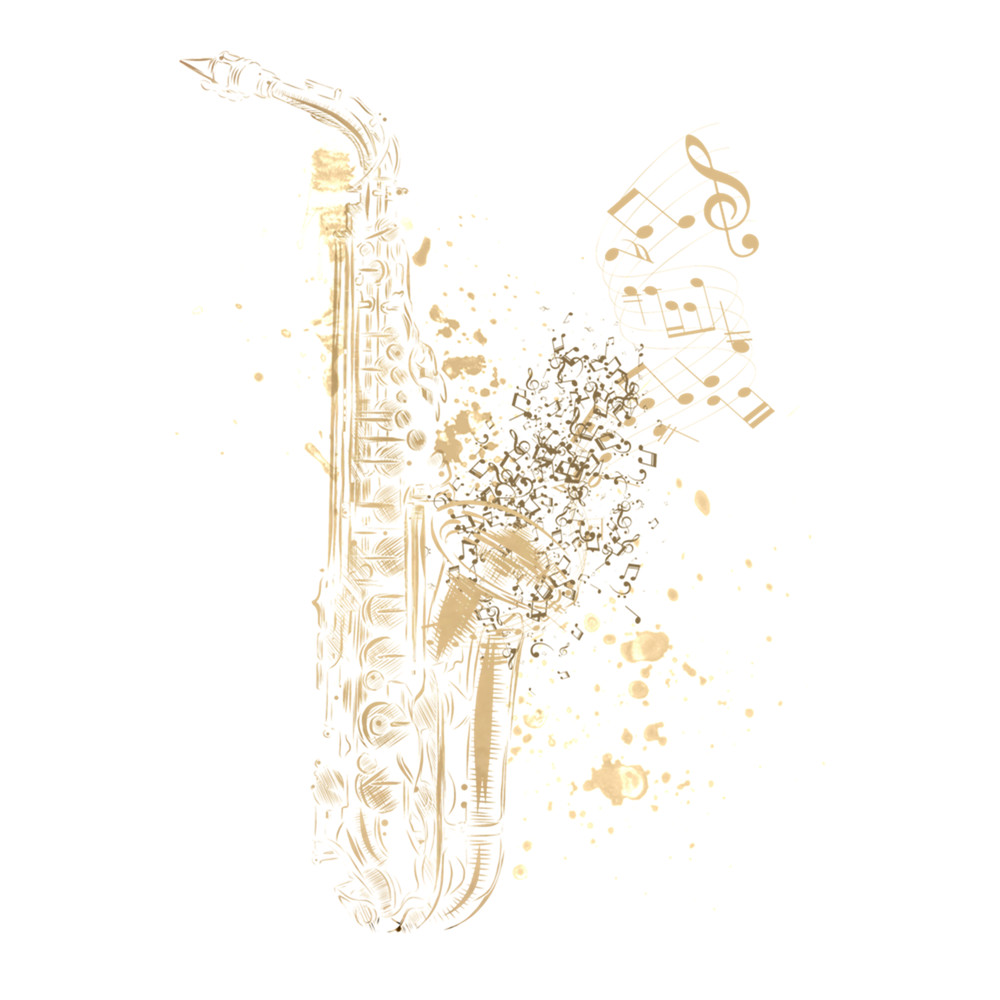 Saxophone Vintage Style With Musical Notes Saxophone Player .png