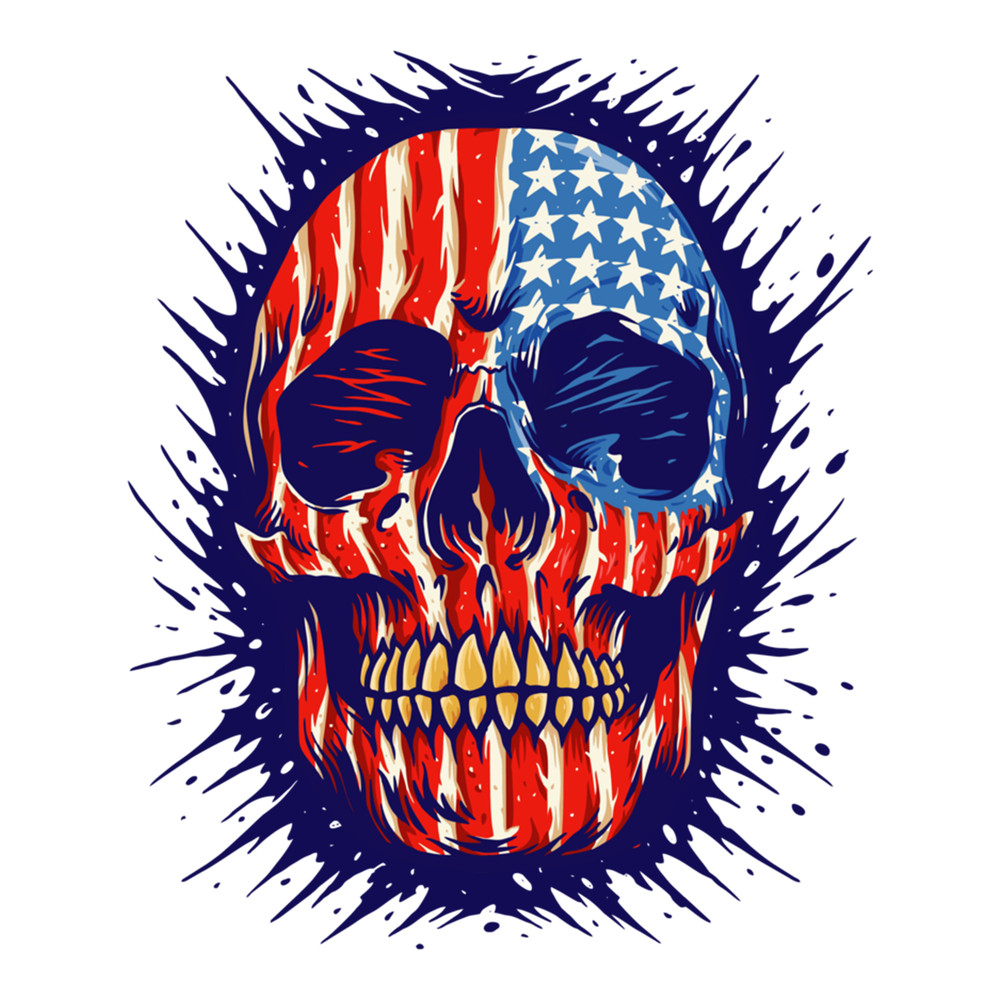 Ultra Maga Skull Vintage USA Flag on Black  .png