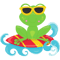 Cute Frog, Green Frog, Little Frog, Surfing Board .png