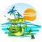 Frog At The Beach - Funny Frog The Beach .png
