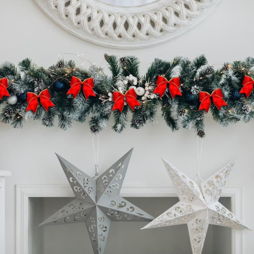 Red Velvet Bows for Wreath, Winter Rustic Bows, Christmas Tree Bows, Wedding Decor, Gilt Edged