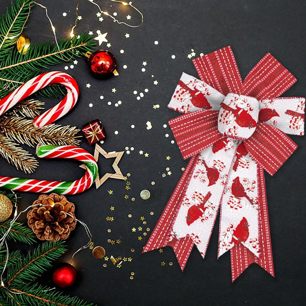 Shining White Red Burlap Bows Christmas Bows For Wreath Bow For Front Door Decor Floral Cardinals C 2