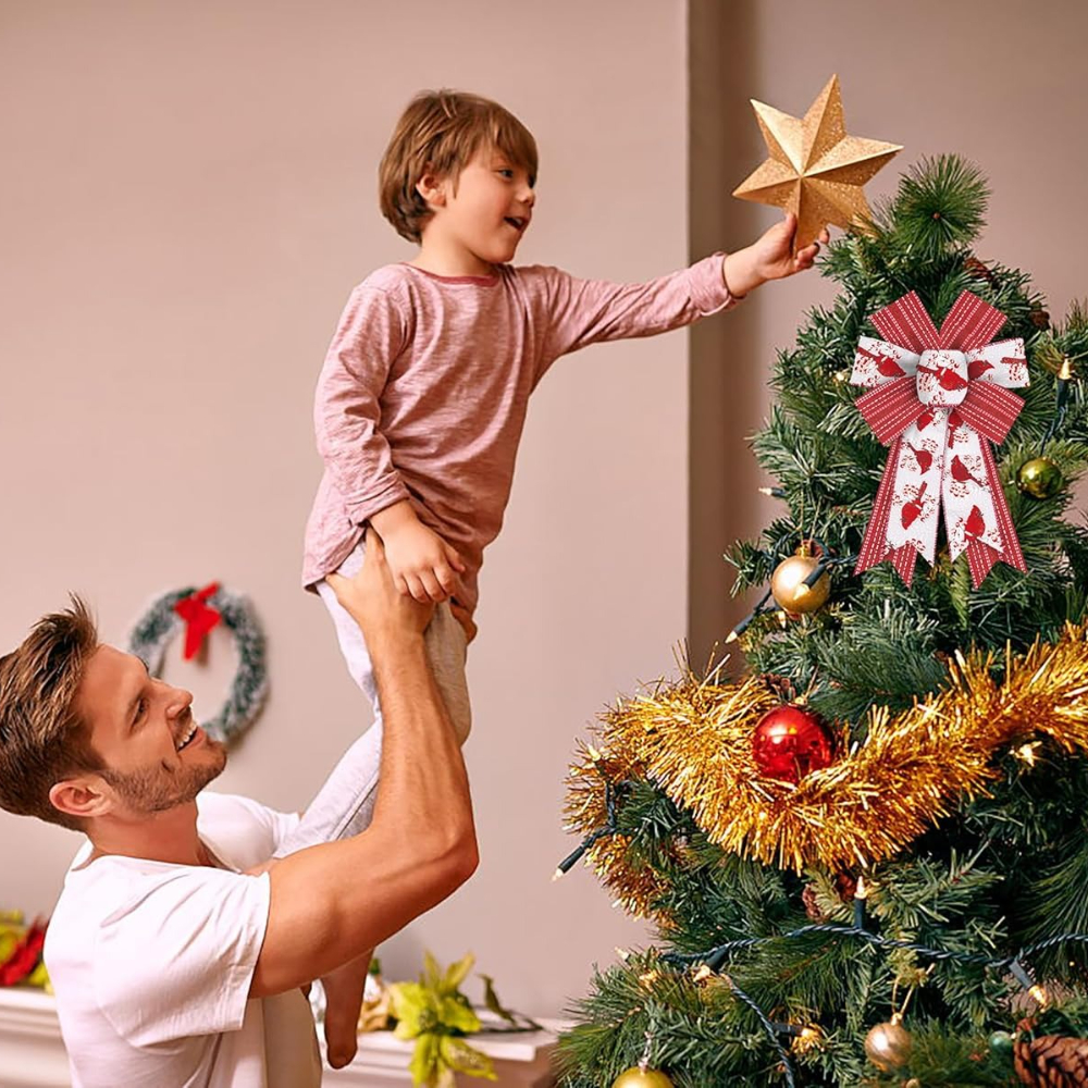 Shining White Red Burlap Bows Christmas Bows For Wreath Bow For Front Door Decor Floral Cardinals C 3