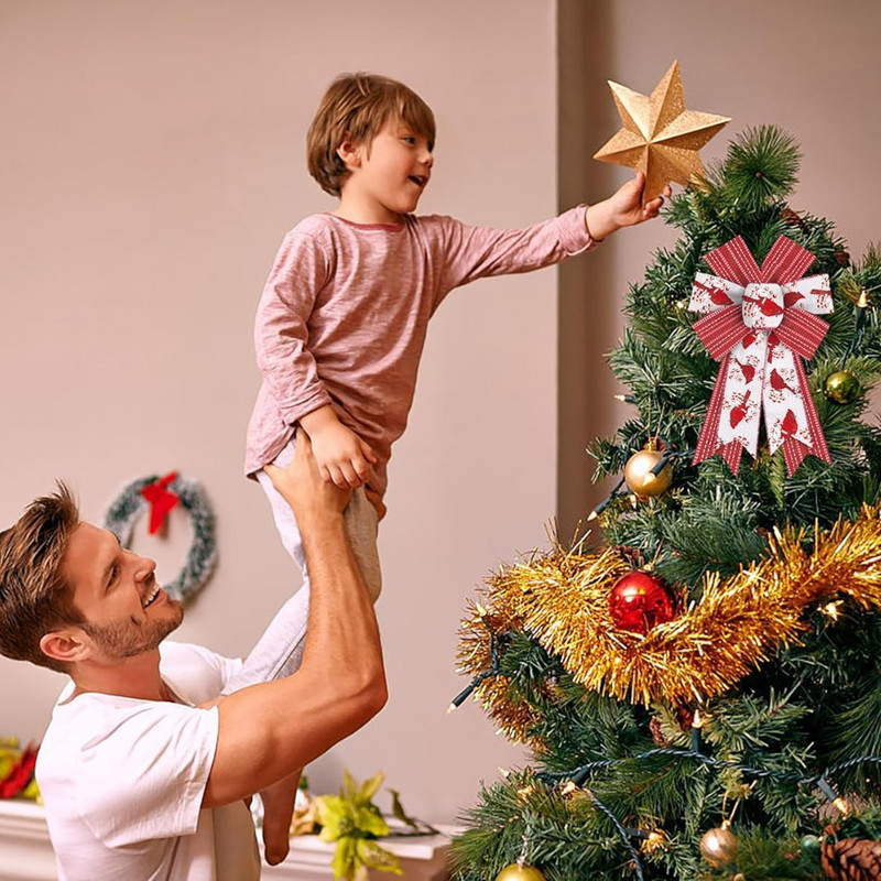 Shining White Red Burlap Bows Christmas Bows For Wreath Bow For Front Door Decor Floral Cardinals C 3