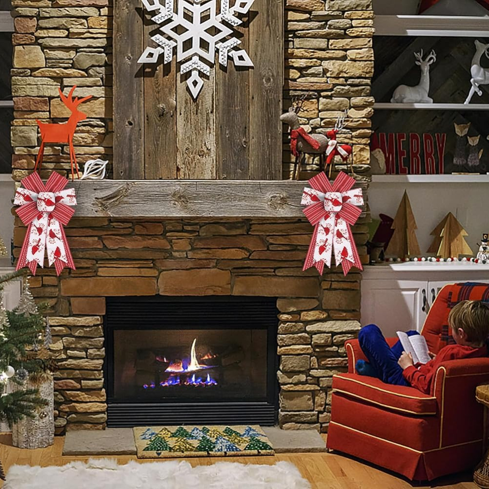 Shining White Red Burlap Bows Christmas Bows For Wreath Bow For Front Door Decor Floral Cardinals C 4