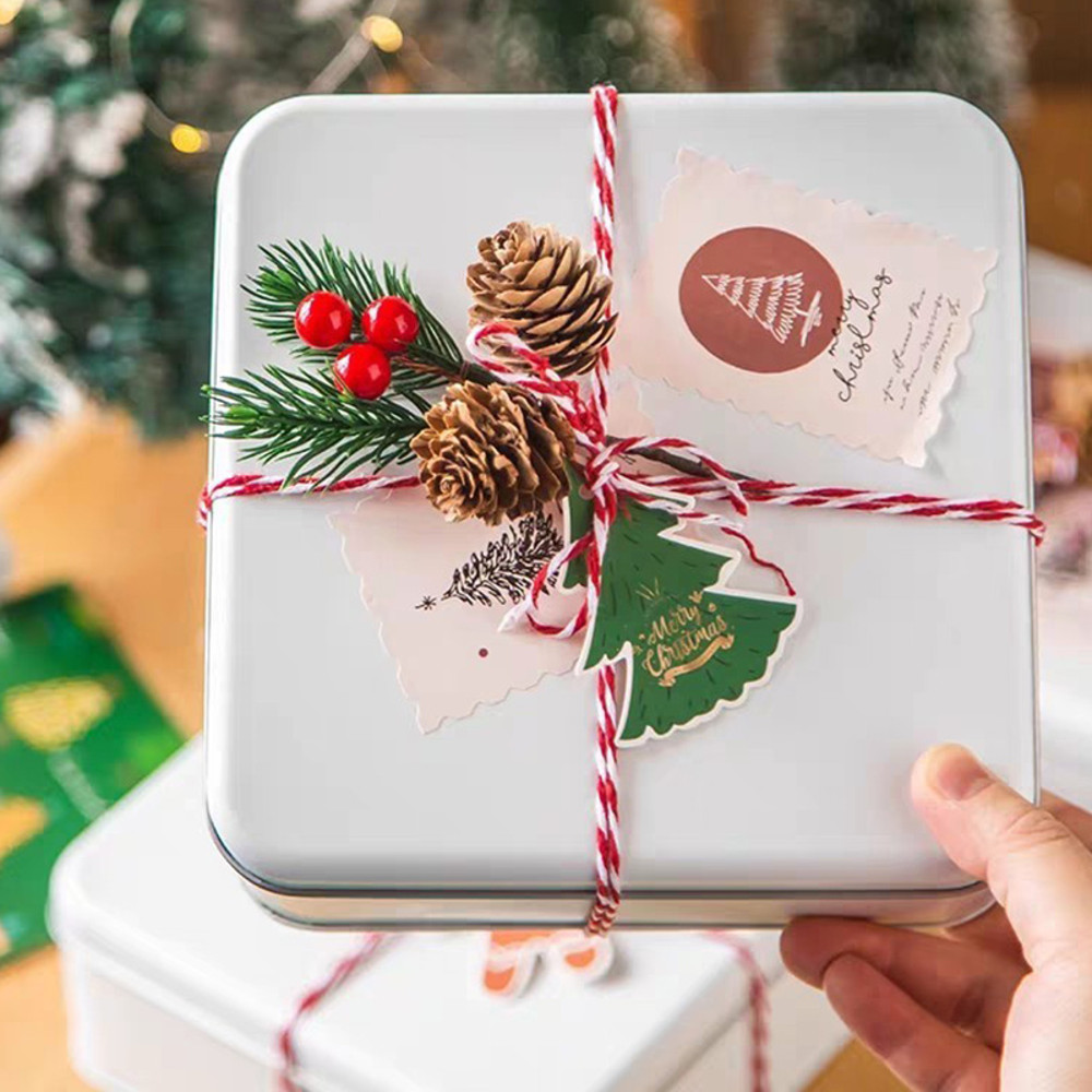 Simulation Flower Pine Tree Christmas Pine Needle Box Branches With Pine Cones Packaging Gift Decor 2