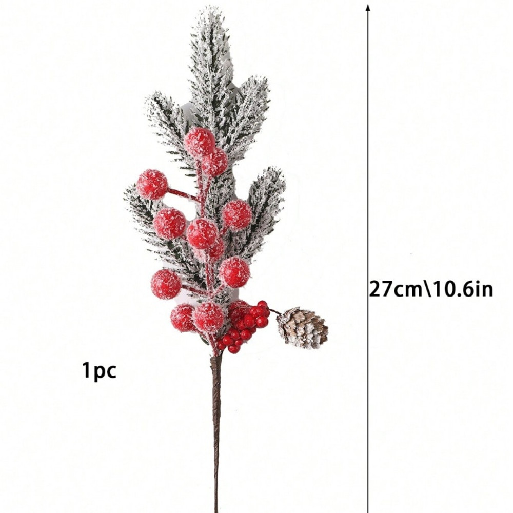 Artificial Pine Branches, Christmas Decoration, Holly Red Berry Branches, Wreath, Christmas Tree Gifts Decoration