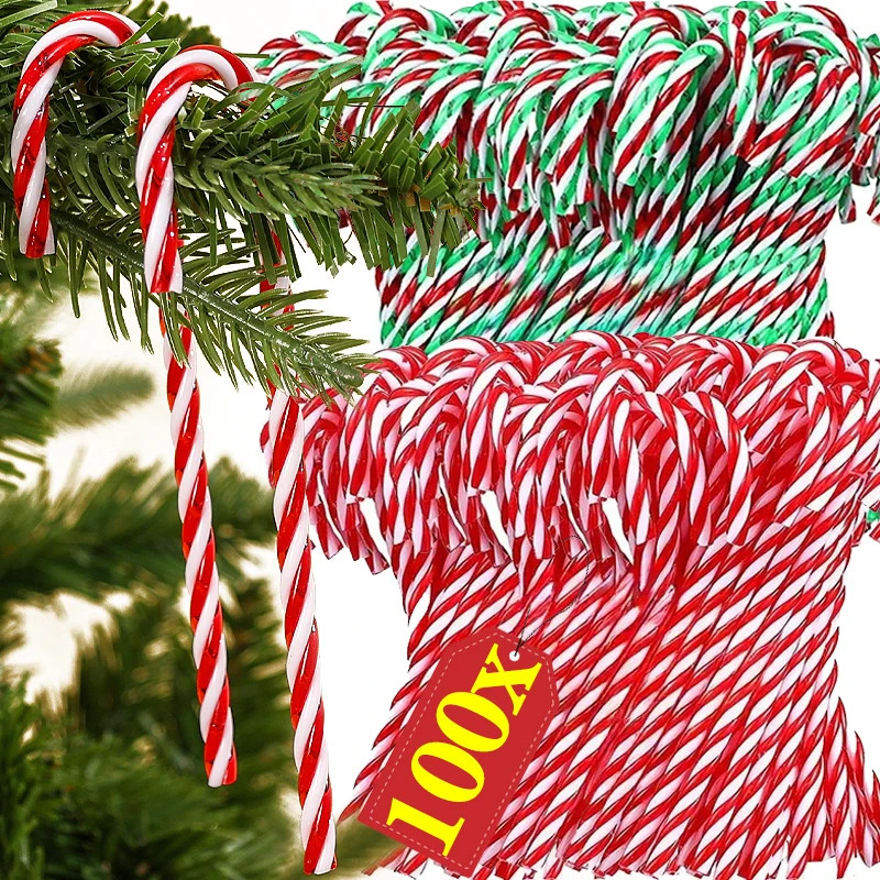 Ornament Plastic Christmas, Christmas Candy Cane, Indoor Party Favor Twisted Crutch Candy Canes, Tree Hanging Decoration
