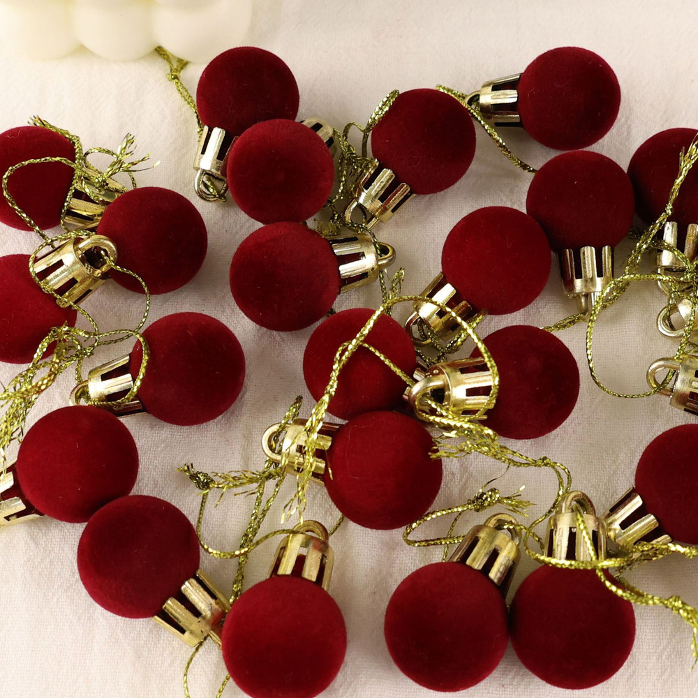 Mini Christmas Balls Ornaments, Flocked Christmas Balls, Christmas Tree Hanging Decor