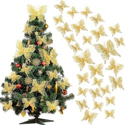 glitter hollow butterfly decor, christmas tree butterfly, tree hanging decor home, new year navidad decoration