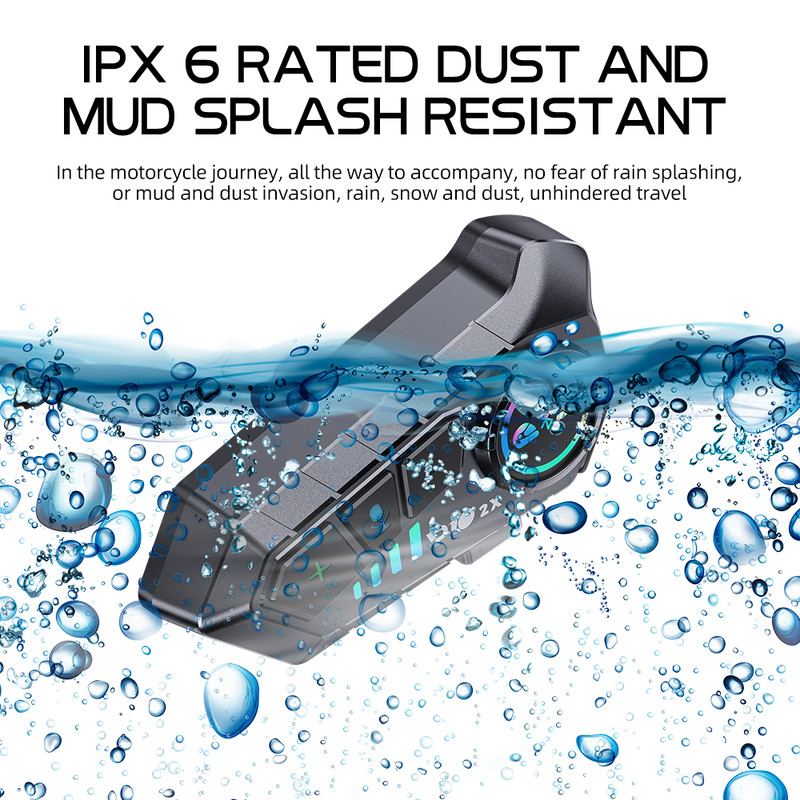 Helmet Bluetooth Intercom Headset, Motorcycle 2 Riders Communication System, Waterproof Music Sharing