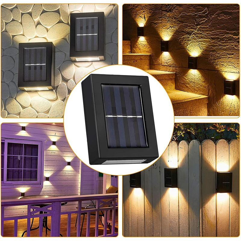 Solar Wall Lamp Outdoor Waterproof Light, Warm Up and Down Lighting, Garden, Yard, Balcony Decorative