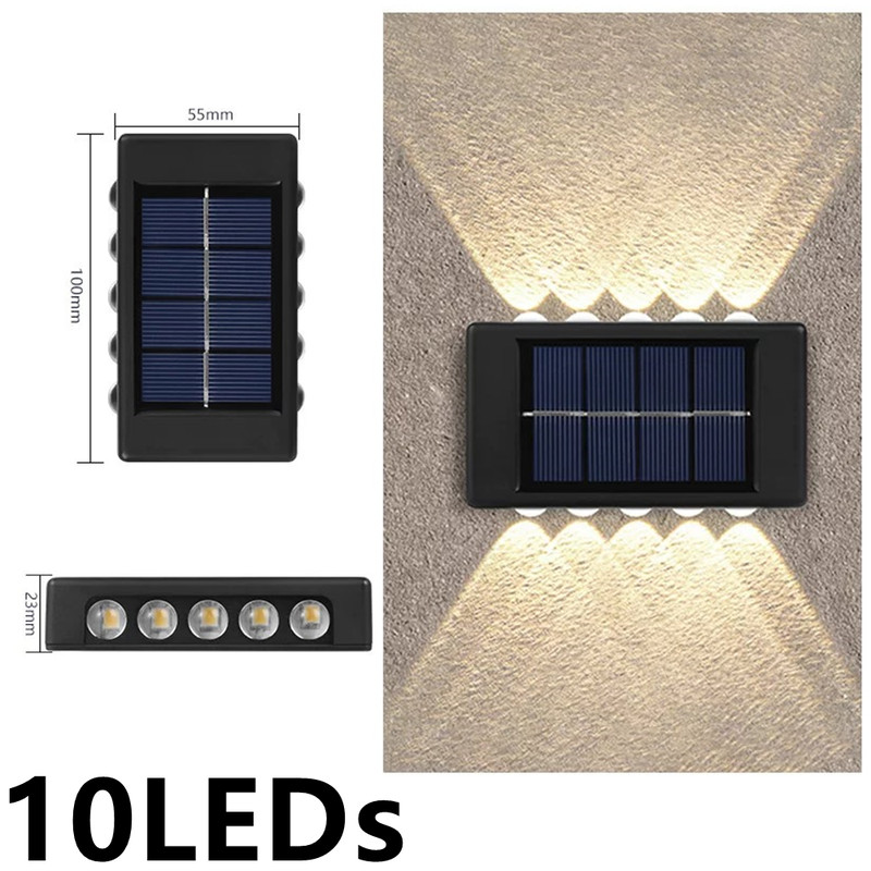 Solar Wall Lamp Outdoor Waterproof Light, Warm Up and Down Lighting, Garden, Yard, Balcony Decorative