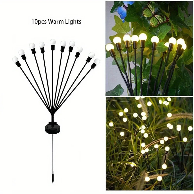 LED Solar Garden Firefly Light, Outdoor Waterproof Starburst Decorative Lamp for Path Yard Patio Landscape