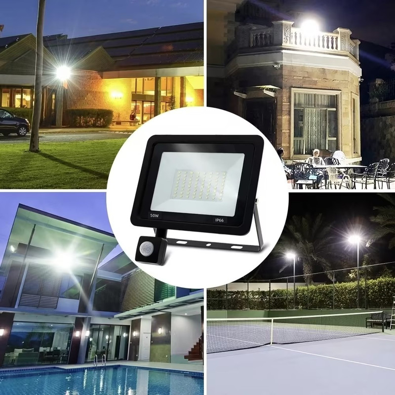 LED PIR Motion Sensor Floodlight Outdoor Wall Light, Waterproof Floodlight Garden White Light
