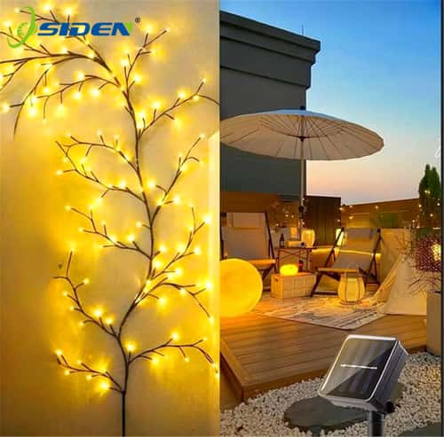 Solar Willow Vine Light Outdoor Waterproof, String Fairy Light, Different Modes, Garden Balcony Wall DIY Decorations