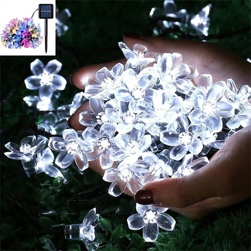 20LED Solar String Lights, Outdoor Waterproof Cherry Flower Lights, Battery Operated Garden Party Decoration