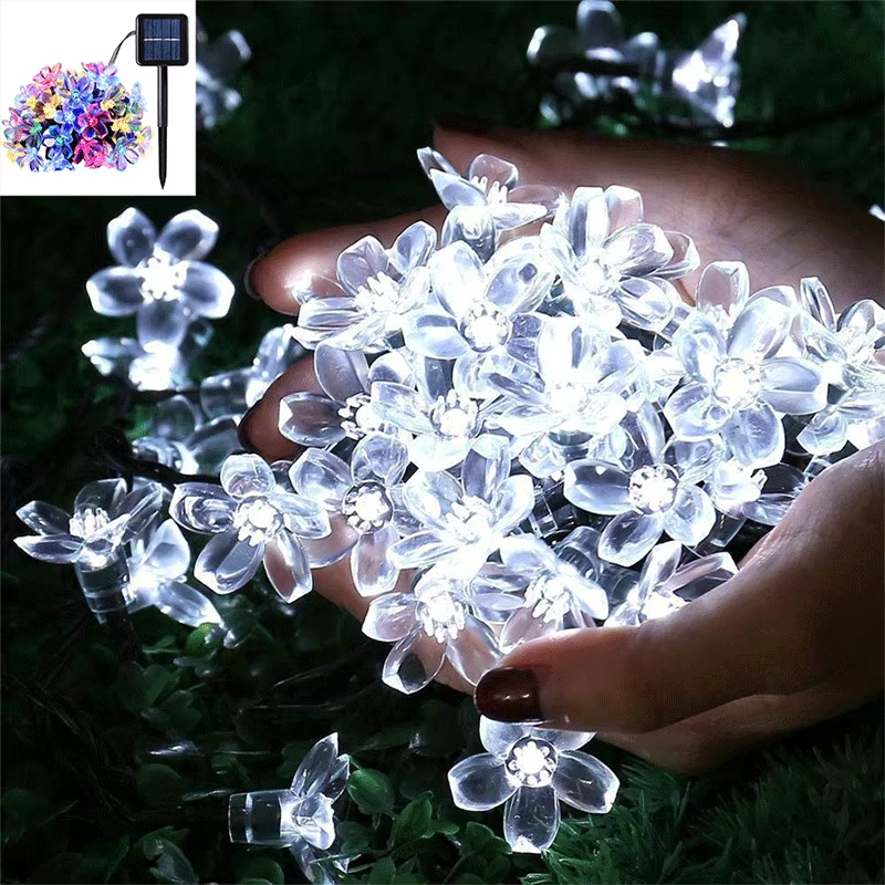 20LED Solar String Lights, Outdoor Waterproof Cherry Flower Lights, Battery Operated Garden Party Decoration