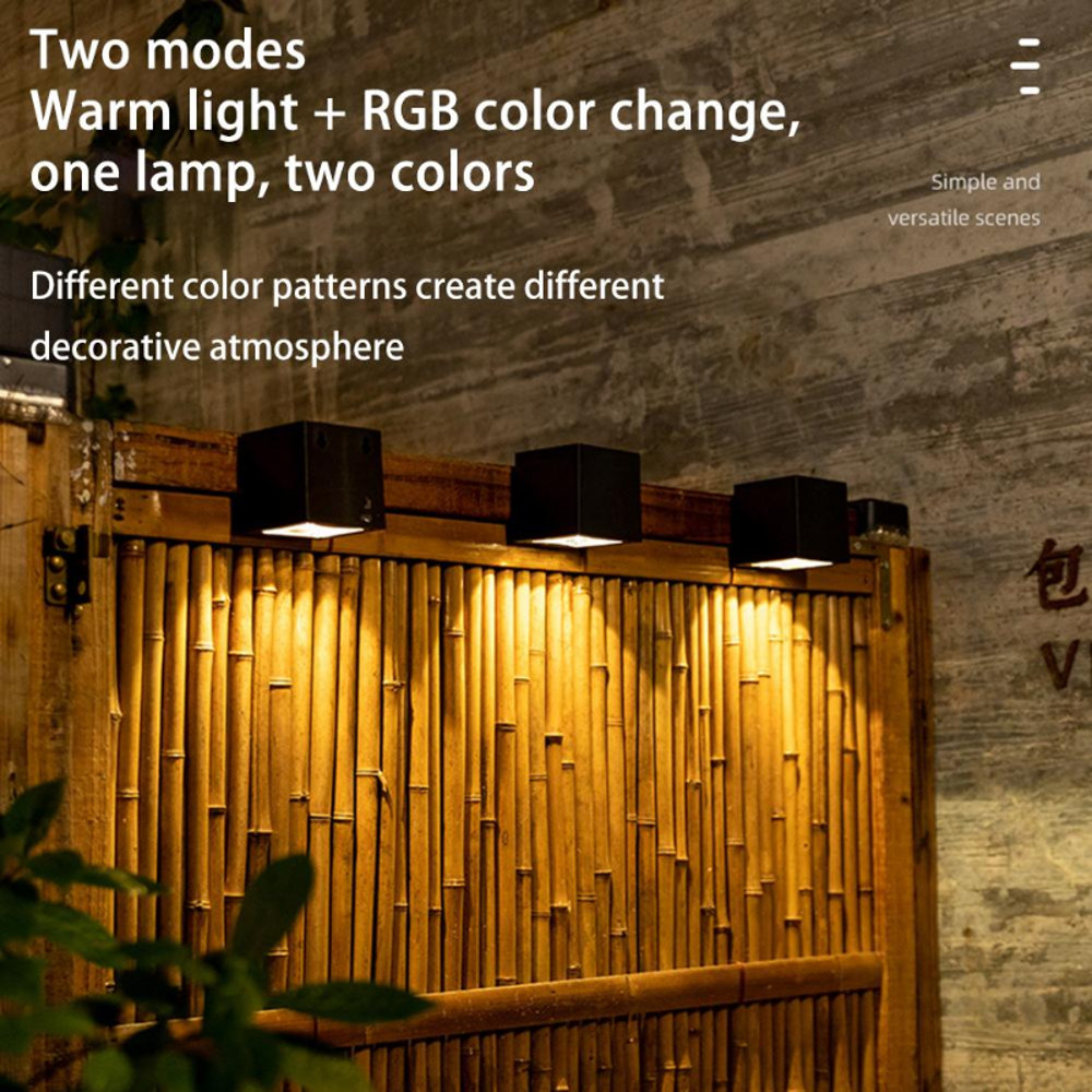 LED Solar Light Outdoor Garden, Square Wall Lamp, Outdoor Courtyard Garden Fence Lighting Wall Decoration Lamp