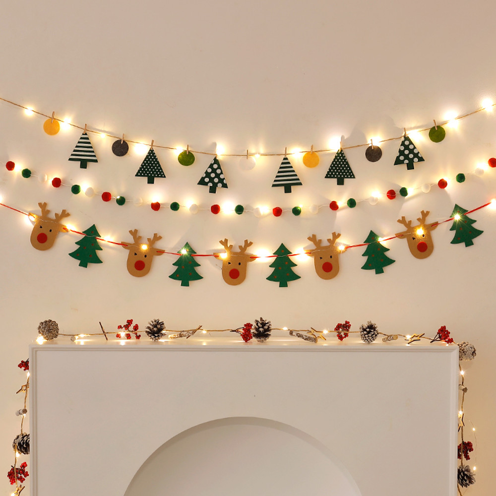 DIY Pendant Handmade Decorated For Merry Christmas Christmas Balls Flag LED String Light Hanging Ho 3