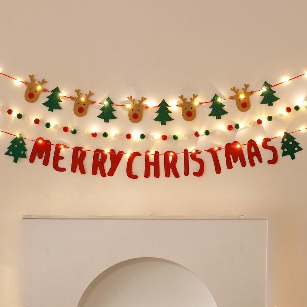 DIY Pendant Handmade Decorated For Merry Christmas Christmas Balls Flag LED String Light Hanging Ho 5