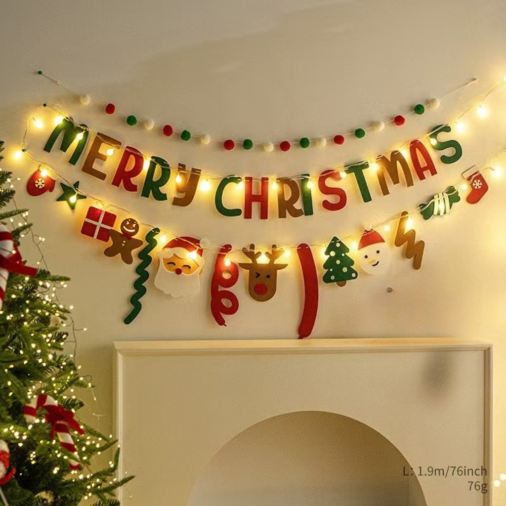 DIY Pendant Handmade Decorated For Merry Christmas Christmas Balls Flag LED String Light Hanging Ho 6