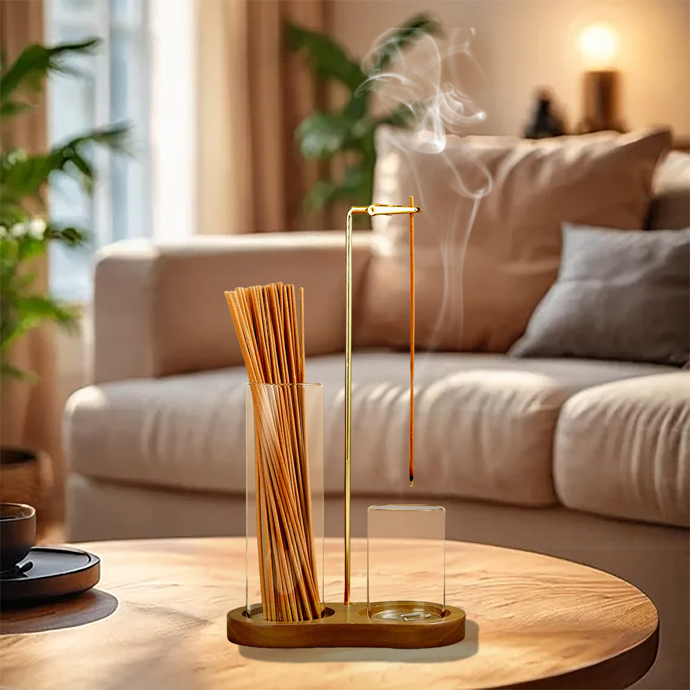 Incense Holder For Stick Anti Ash Flying Incense Burner With Glass Ash Catcher Stick Organizer For 1