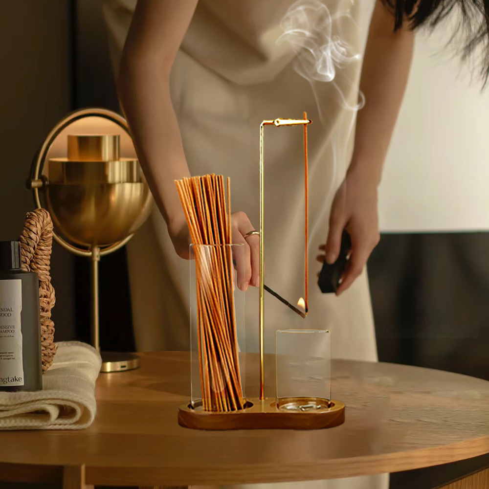 Incense Holder For Stick Anti Ash Flying Incense Burner With Glass Ash Catcher Stick Organizer For 4