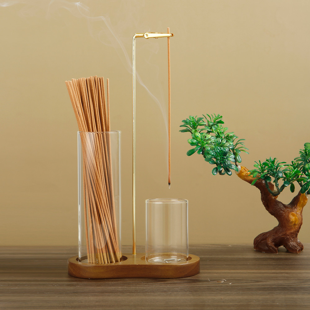 Incense Holder For Stick Anti Ash Flying Incense Burner With Glass Ash Catcher Stick Organizer For 6