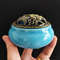 Ceramic Ice Crack Coil Incense Burner Copper Cover Aroma Diffuser Plate Colorful Antique Alloy Home 4