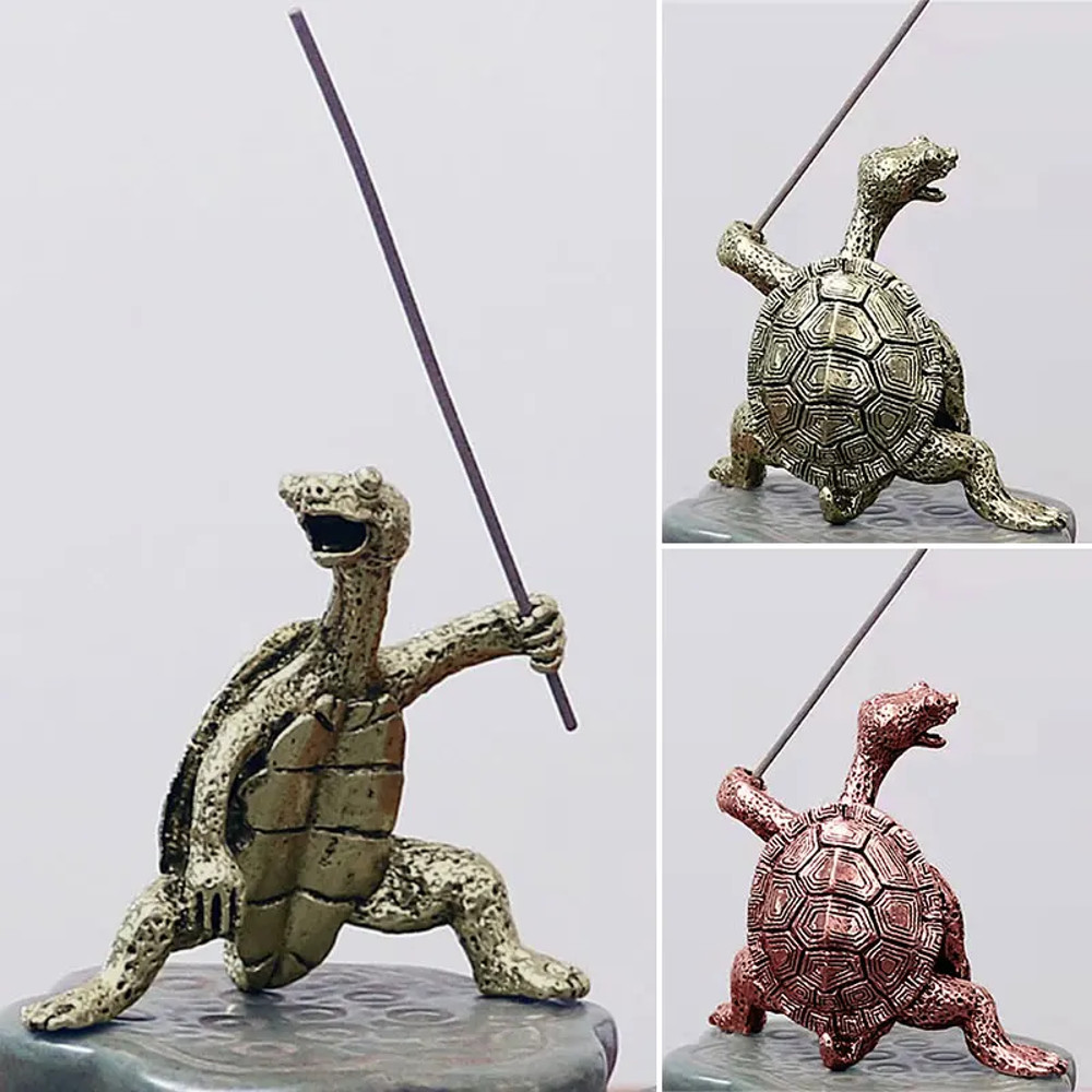 Mini Metal Turtle Incense Holder Meditation Buddha Sandalwood Stick Burner Funny Animal Home Decor 2