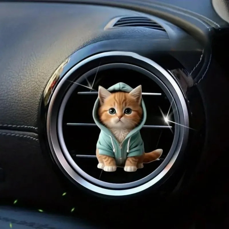 Cute cat acrylic car aromatherapy, long-lasting fragrance vent clip