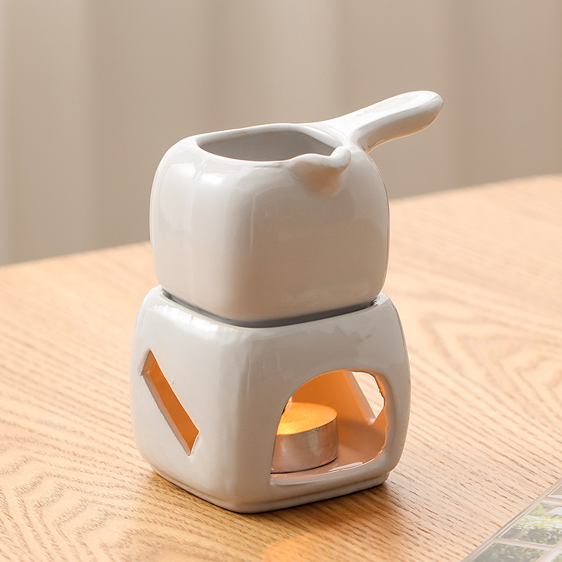 Ceramics Spa Essential Oil Massage Heater 150ml Square Aromatherapy Holder Black Separated Candle T 1