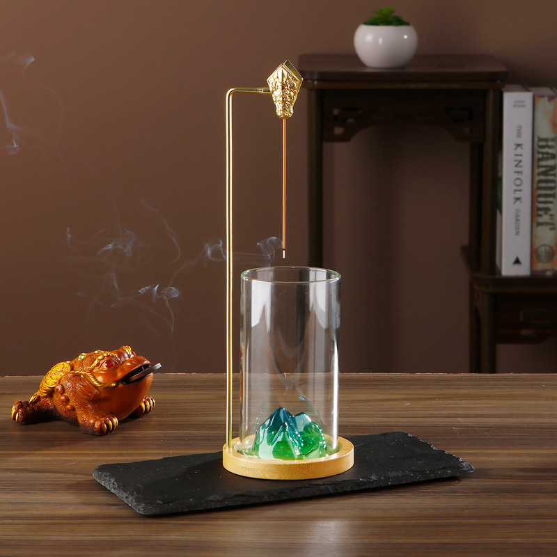Glass Mountain Incense Holder, Dragon Clip Anti-Ash Incense Burner, Ash Catcher Stick Holder for Yoga Meditation