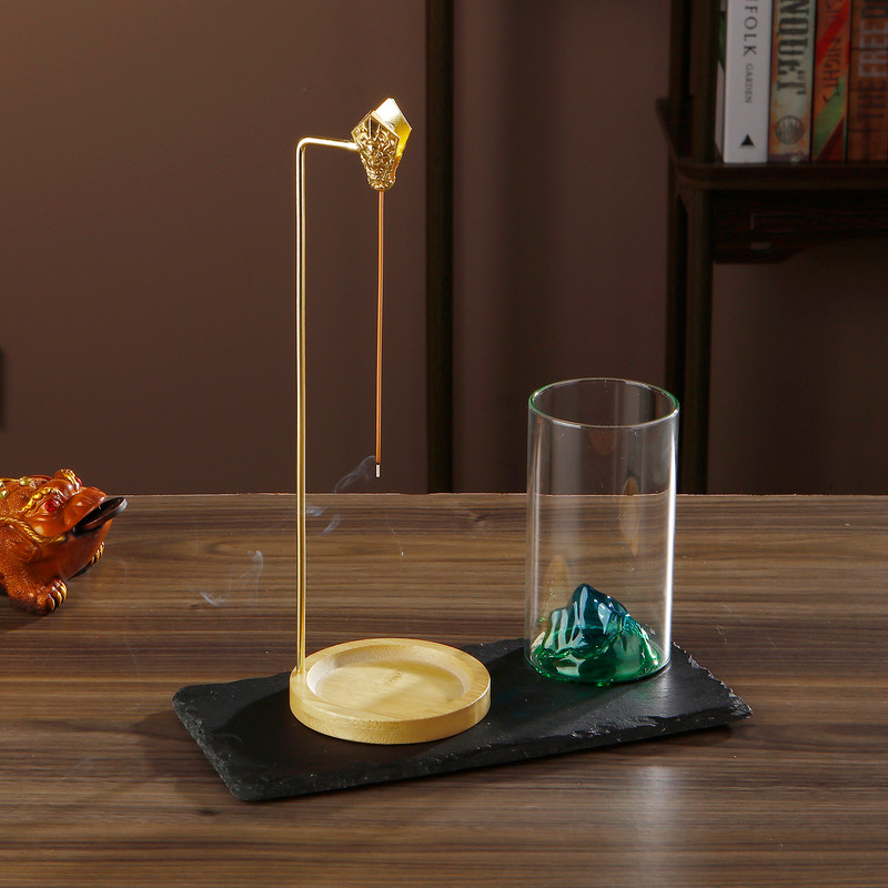 Glass Mountain Incense Holder, Dragon Clip Anti-Ash Incense Burner, Ash Catcher Stick Holder for Yoga Meditation