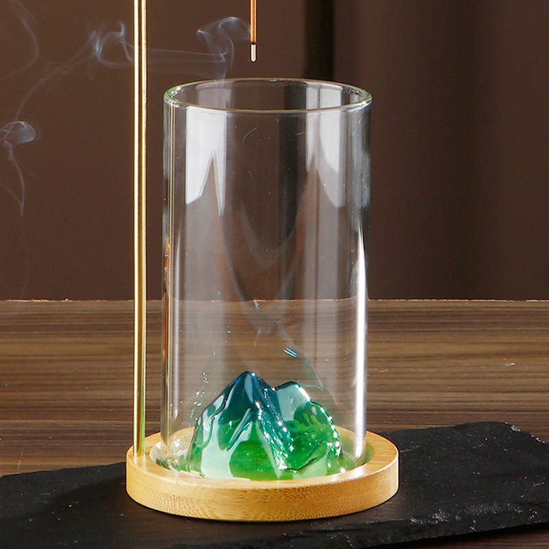 Glass Mountain Incense Holder, Dragon Clip Anti-Ash Incense Burner, Ash Catcher Stick Holder for Yoga Meditation