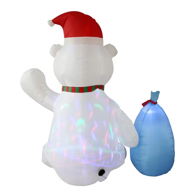Christmas Inflatable Polar Bear Gift Bags Penguin Outdoor Decoration With LED Rotating Lights Court 2