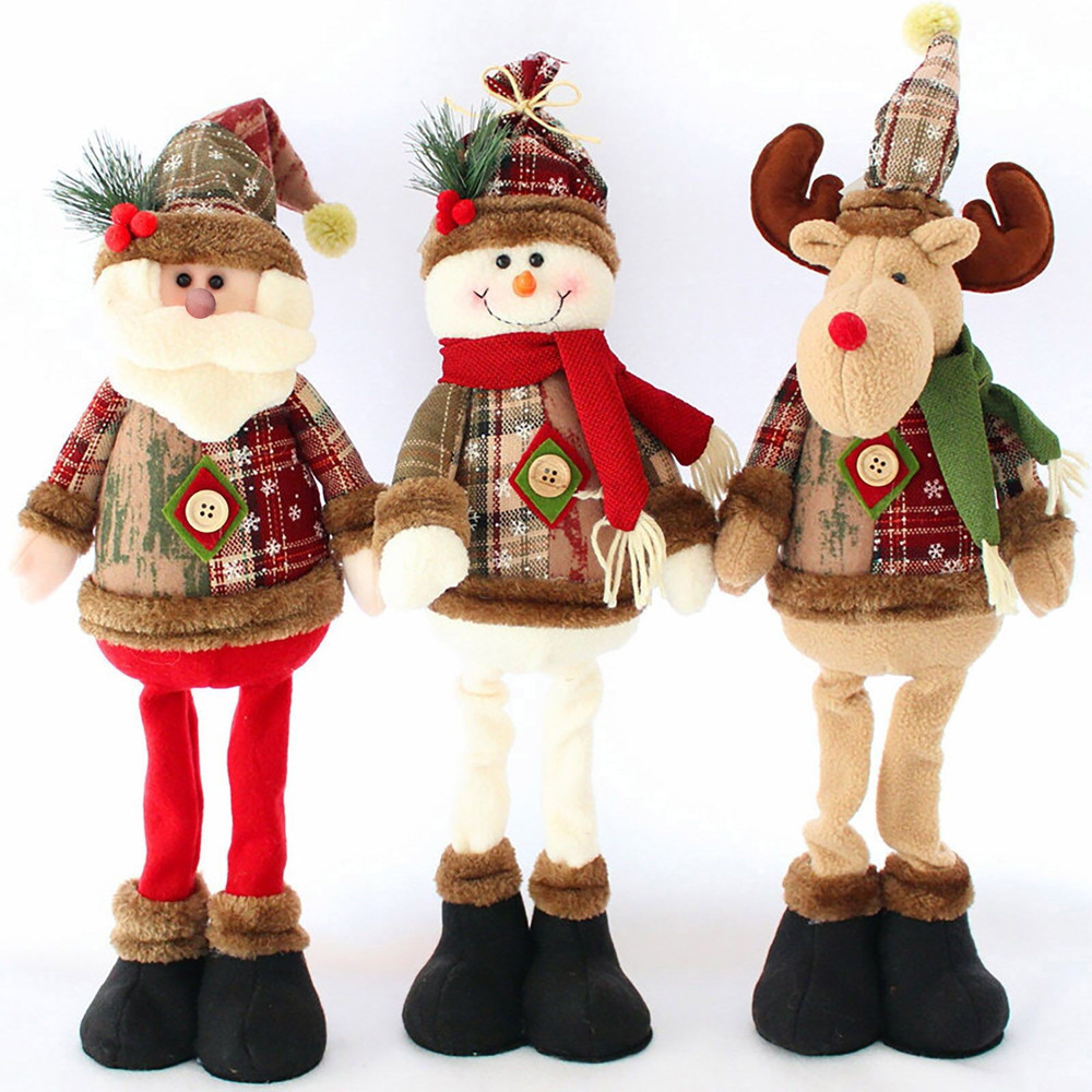 Reindeer Snowman Santa Claus Standing Doll Christmas Decorative Christmas Dolls New Year Ornament H 9