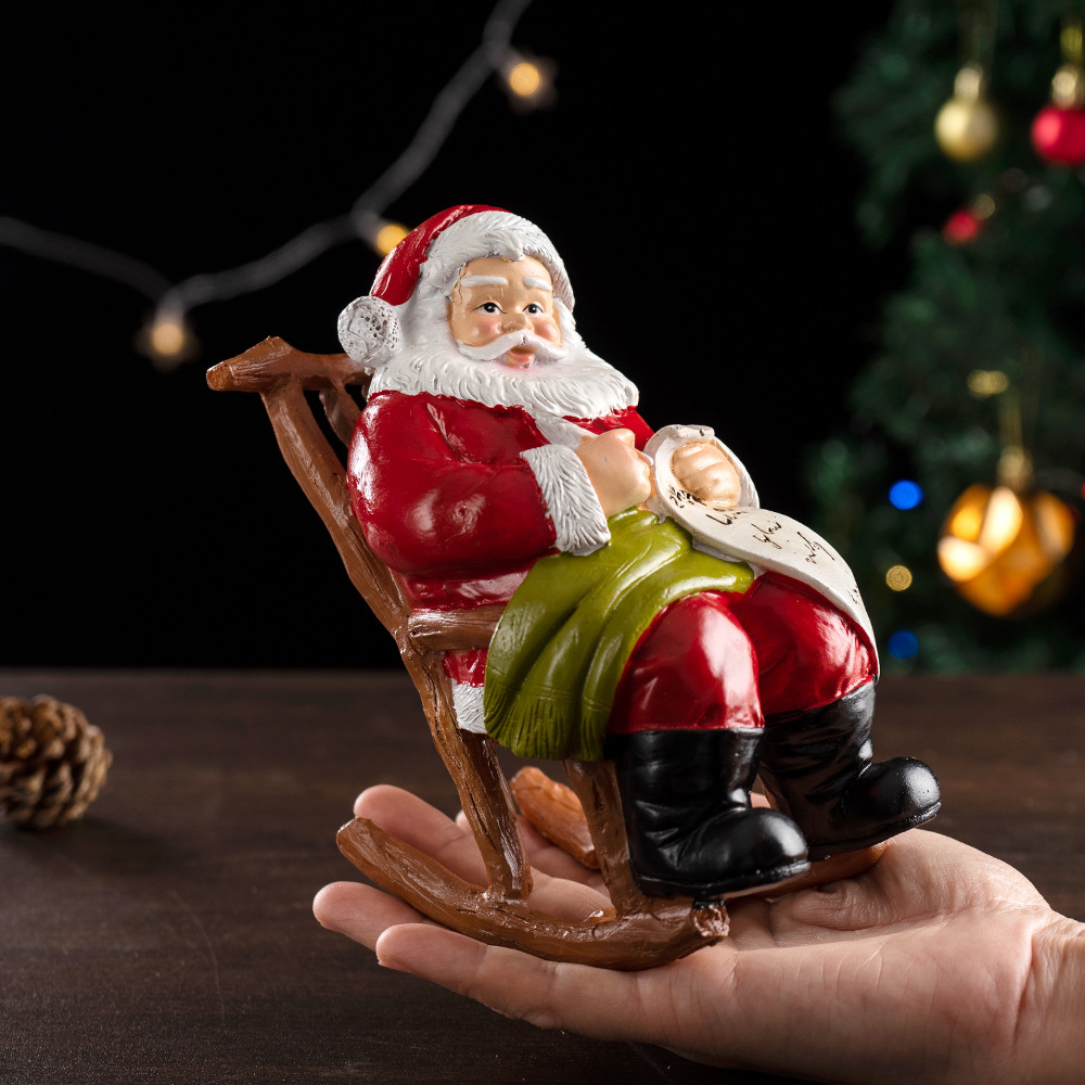 Santa Claus Leisure Lounge Chair Figurines Home Decor Christmas Resin Crafts 1