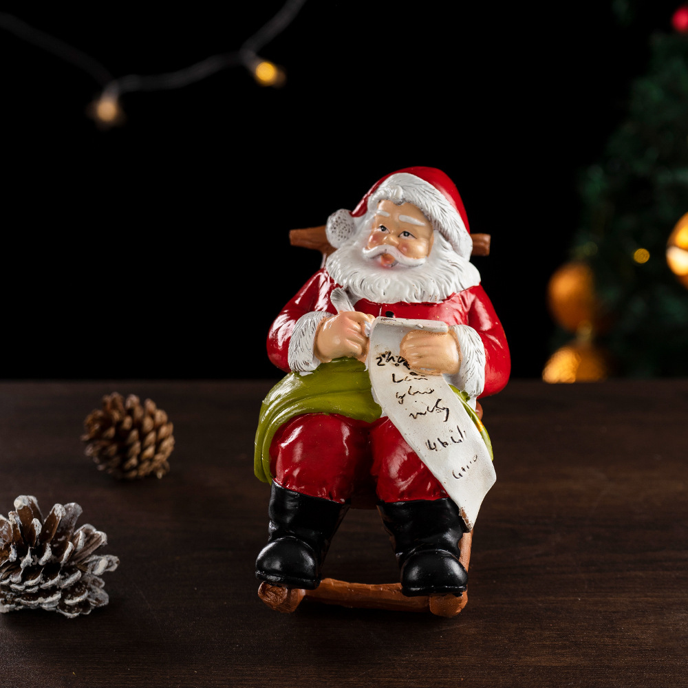 Santa Claus Leisure Lounge Chair Figurines Home Decor Christmas Resin Crafts 2