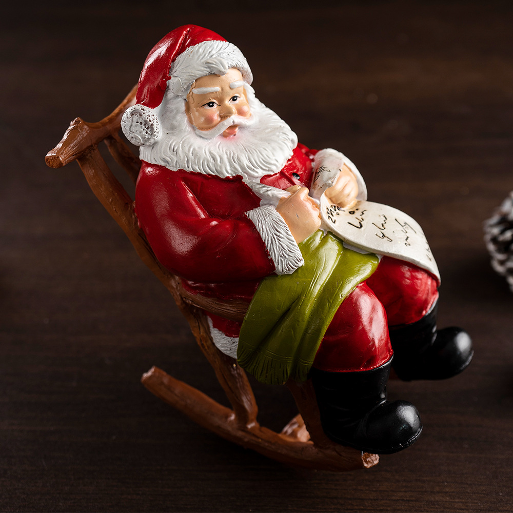 Santa Claus Leisure Lounge Chair Figurines Home Decor Christmas Resin Crafts 3