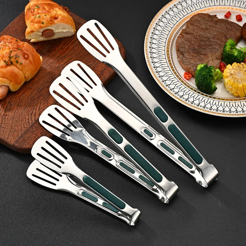 NonSlip Stainless Steel Food Tongs Meat Serving Clip Salad Bread Clamp Barbecue Grill Buffet Cookin 1
