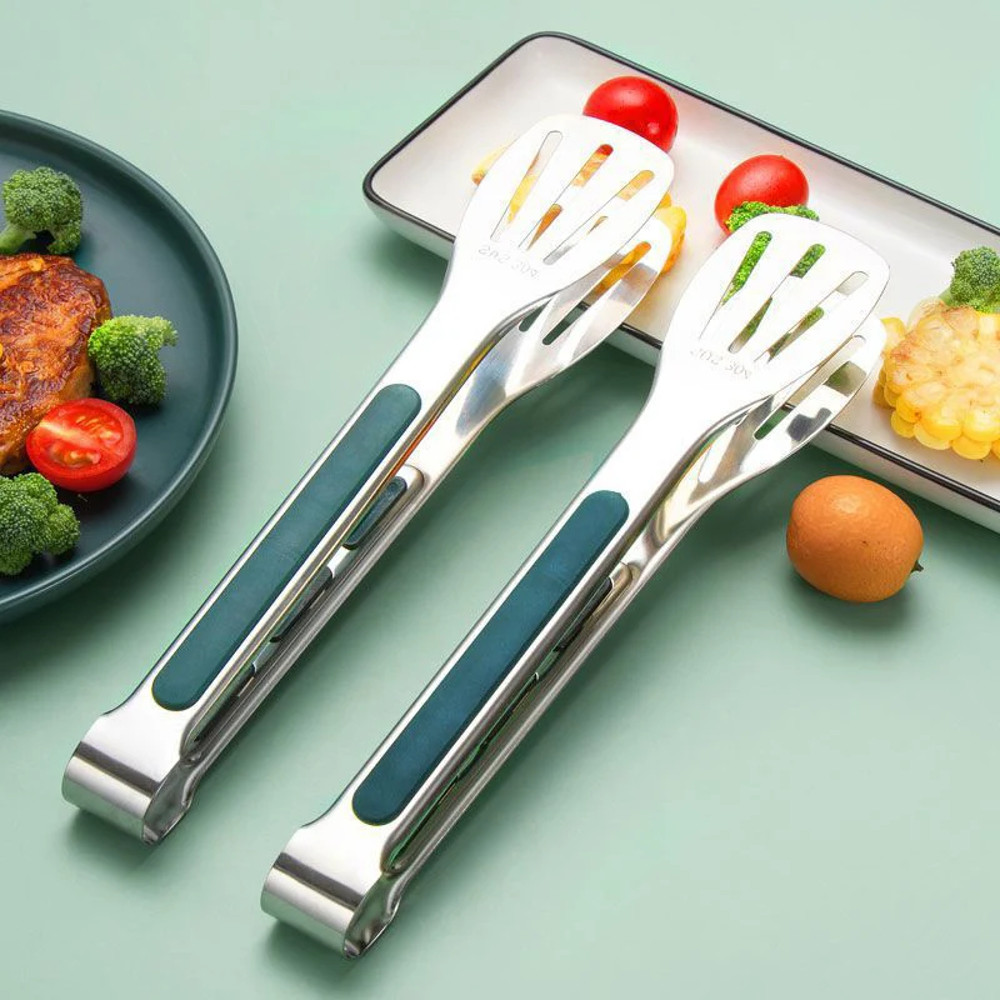 NonSlip Stainless Steel Food Tongs Meat Serving Clip Salad Bread Clamp Barbecue Grill Buffet Cookin 4