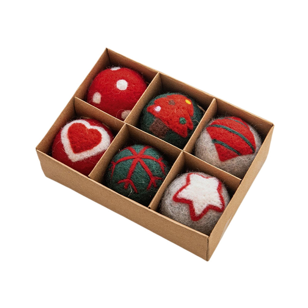 Mini Wool Christmas Tree Baubles, Handcrafted Felt Snowflake Ornaments, Festive Home & Gift Decor