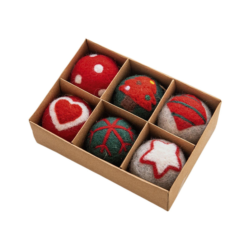 Mini Wool Christmas Tree Baubles, Handcrafted Felt Snowflake Ornaments, Festive Home & Gift Decor